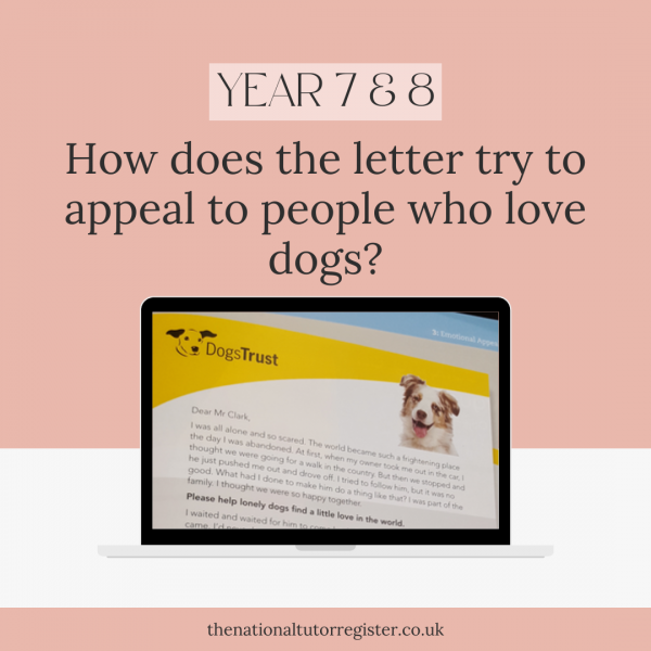 How does the letter try to appeal to people who love dogs?