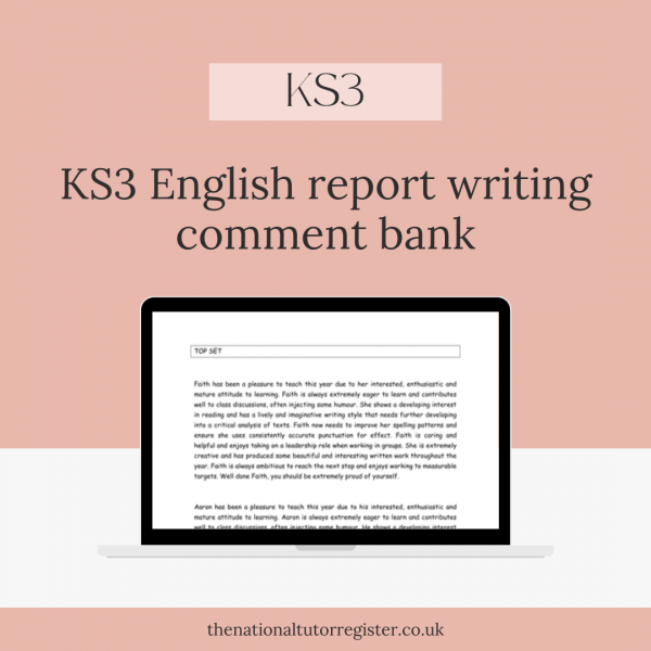 KS3 English report writing comment bank