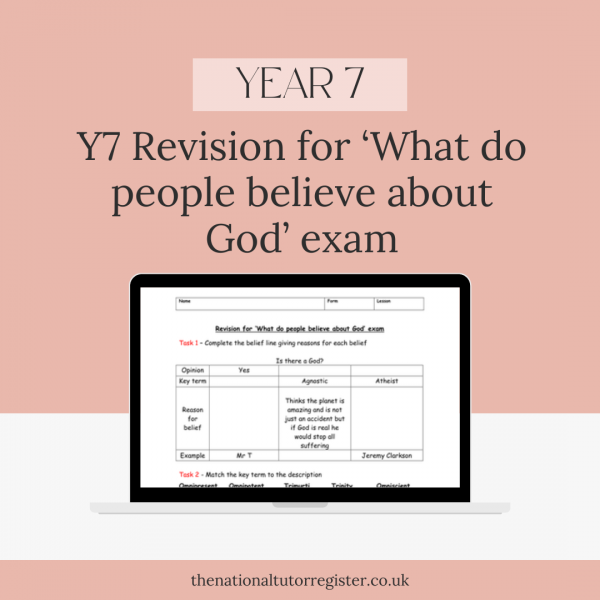 Y7 Revision for ‘What do people believe about God’ exam