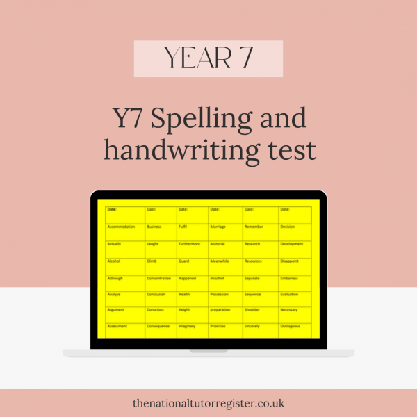 Y7 Spelling and handwriting test